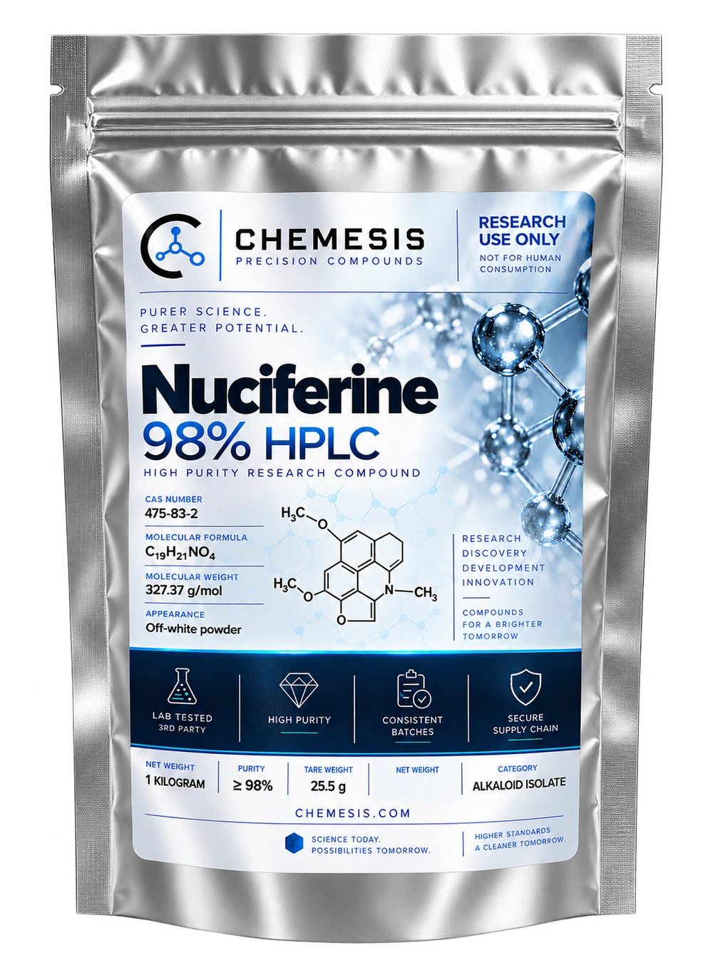Nuciferine — 98% HPLC